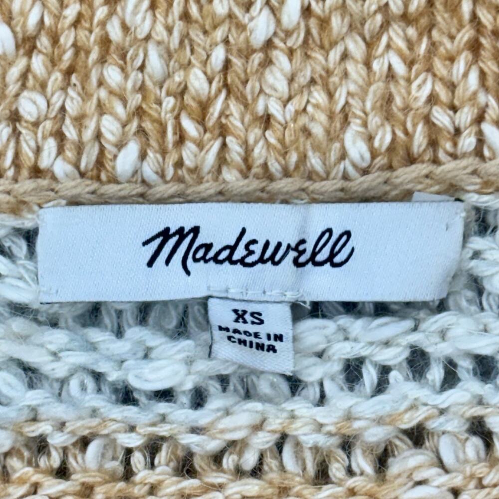 Madewell Baez Pullover Sweater XS Striped Orange Cream Knit Striped Long Sleeve - Picture 7 of 11